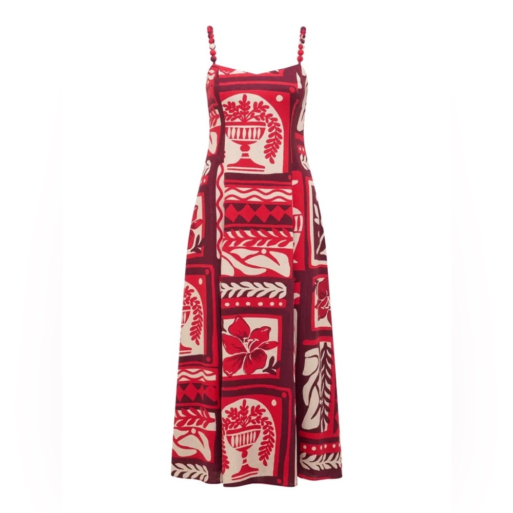 Simona Square-Neck Linen Midi Dress - Picture 4 of 7